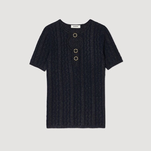 ❗️SOLD❗️✨HOST PICK✨ SANDRO NAVY TOP (Size L) - Picture 4 of 10